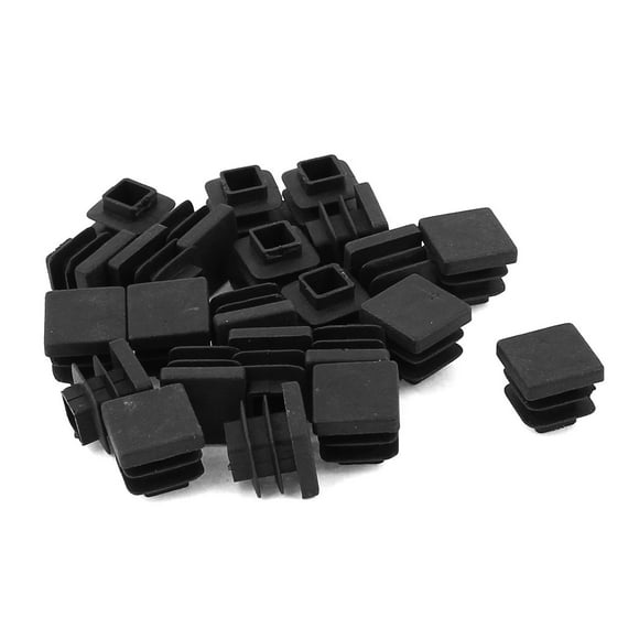 24 Pieces Black Plastic Square Blanking End Caps Tube Inserts 15mm x 15mm