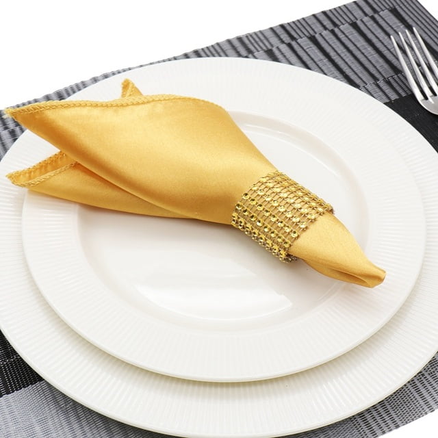 Touiyu Gold Cloth Napkins Set of 10 Washable Polyester Dinner Napkins