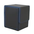 thumbnail image 2 of Card Storage Box, Card Deck Box Versatile Compatibility PU Leather Soft Microfiber Inner Layer Wide Mouth U Shaped Opening Double Layer Construction  for Travel Black Blue, 2 of 7