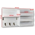thumbnail image 6 of DUCIHBA Entryway Mail Organizer - Key Holder Hooks - Home Decorative Single Wall Shelf - Rustic Wood, White - 16.5" W x 4.5" D x 9.75" H - 2.5lbs, 6 of 7