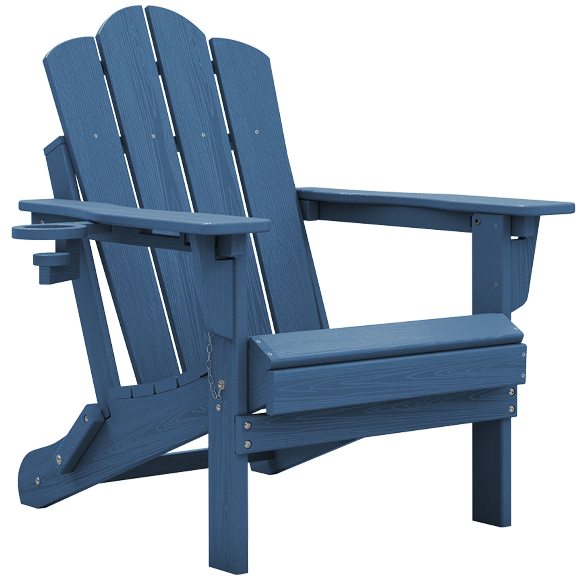 KINGYES Folding Adjustable Adirondack Chairs Set of 4, All Weather Use Reclining Adirondack Chair, HDPE Adirondack Outdoor Chair - Blue