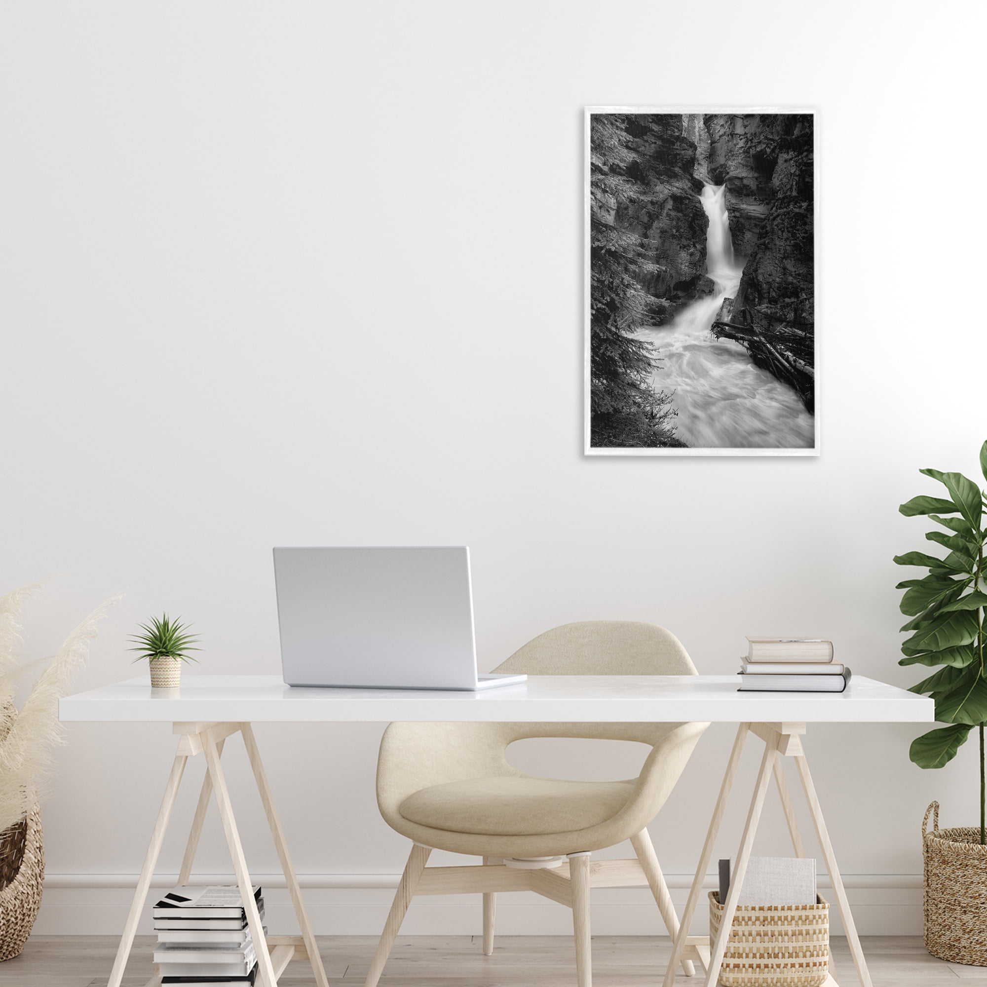 Stupell Industries Banff National Park Waterfall White Framed Giclee Art, design by Jon Evan