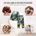 thumbnail image 7 of Gukieu Valley River Dinosaur Print Women's Long Sleeve Pajama Set, Button Top Elastic Pocket Pajama Pants Two Piece Set Home Wear-Small, 7 of 7