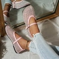 thumbnail image 6 of Seffadzy Women Rhinestone Mesh Summer Mary Jane Ballet Flats, Breathable Crystal Embellished Slip-On Shoes with Adjustable Strap Pink 39, 6 of 7