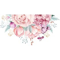 1set Border Flowers Wall Decor Penoy Wall Decor with Pink Flowers Peel and Stick Wall Decal for Classroom Bedroom Home Livingroom 2 Sheet