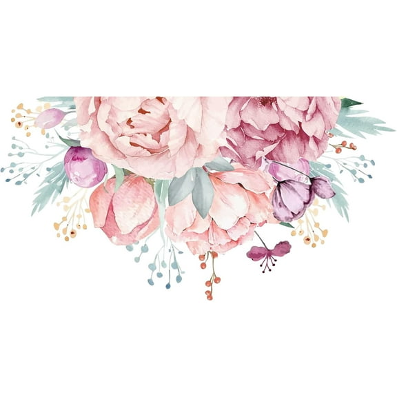 1set Border Flowers Wall Decor Penoy Wall Decor with Pink Flowers Peel and Stick Wall Decal for Classroom Bedroom Home Livingroom 2 Sheet