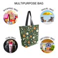 thumbnail image 7 of FORMRS Womens Canvas Tote Bag with Zipper Inner Pocket Shoulder Handbag, Green Flowers Pattern, 7 of 7
