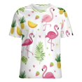 thumbnail image 5 of Flamingo Pattern T Shirts Basic T-Shirt Short Sleeve Ladies Tee Shirt Summer Graphic Clothing, 5 of 6