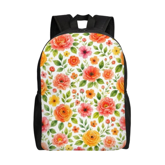 Floral Backpack Full Front Print Travel Laptop Bag for Men and Women