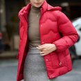thumbnail image 6 of Enjoytime Jackets for Women Solid Color Stand Up Collar Full Zip Outerwear Long Sleeve Thicken Warm Fall Coats Winter Plus Size Clothes with Removable Hood Red XXXXL, 6 of 8