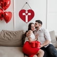 thumbnail image 6 of yocbz Valentine's Day Wooden Sign Happy Valentine's Day Wreath Sign Christian Cross Heart Wooden Wall Decor Red Valentines Sign for Room Wall Door Wedding Decor 12"×11", 6 of 9