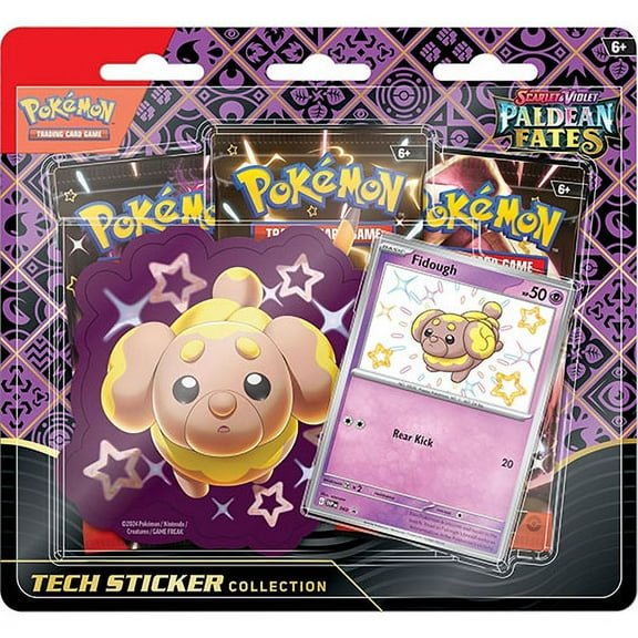 Pokemon Scarlet & Violet Paldean Fates - SHINY FIDOUGH TECH STICKER COLLECTION [3 Packs & More]