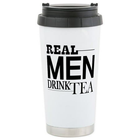 Regal Stainless CafePress - Real Men Drink Tea Travel Mug - Stainless Steel Travel Mug, Insulated 16 oz. Coffee Tumbler ()
