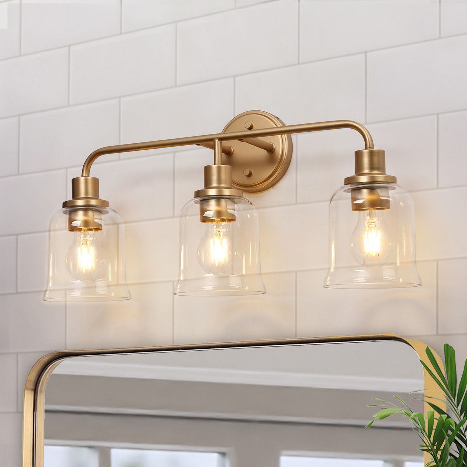 LNC Morrisave 22.8-in 3-Light Matte Gold LED Modern/Contemporary Vanity Light Bar