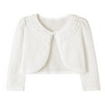 thumbnail image 4 of Atogsazn Girls Lace Shrugs Long Sleeve Cardigan Dress Cover Up Tops for Little Kid Cotton Clothes 04-Beige 7-8 Years, 4 of 5