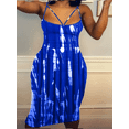 thumbnail image 4 of 2024 Summer women's sexy, women's plus random print lace-up cut Cami Maxi plus-size dress, 4 of 5