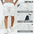thumbnail image 2 of QPNGRP Men's Zipper Pocket Quick Dry Shorts Drawstring Elastic Waistband Casual Shorts White 34, 2 of 6
