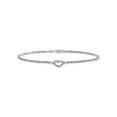 thumbnail image 4 of Gem & Harmony 14K White Gold Diamond-Cut Rope Chain Heart Anklet 10 inches for Women, 4 of 6