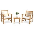 thumbnail image 2 of Costway 3 Acacia Wood Durable Outdoor Conversation Sets with Chairs and Coffee Table, Natural/White, 2 of 9