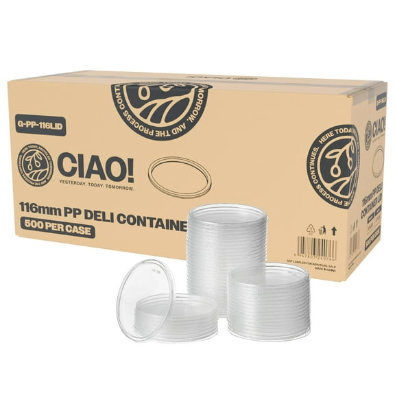 CIAO! 116mm Diameter Polypropylene Clear Lids, Designed and Fit for CIAO! Brand PP Deli Containers Only (Case of 500)