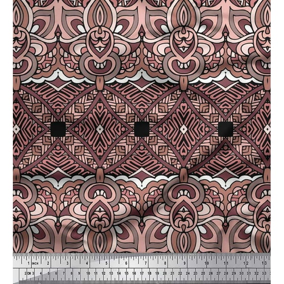 Soimoi Polyester Crepe Fabric Geometric & Paisley Decorative Print Fabric by The Yard 52 Inch Wide