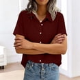 thumbnail image 6 of Bovxnpu Summer Short Sleeve Button Down Shirts Collared Button Pocket Top Casual Summer Tops (Women's or Women's Plus), 6 of 7