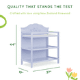 thumbnail image 3 of Dream On Me Jasmine Changing Table with Fixed Shelves, Lavender Ice, 1" Mattress Pad, Safety Strap, 3 of 17