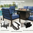 thumbnail image 2 of ALAULM 8-Seat Aluminum Outdoor Patio Furniture Set with Propane Fire Pit Table & 5.1" Thick Cushions, Brown/Navy Blue, 2 of 6