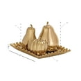 thumbnail image 4 of 11"W, 9"H Gold Ceramic Pear, Pumpkin, and Squash Fruit Sculpture with Decorative Grid Plate, by DecMode (4 Count), 4 of 15