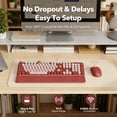 thumbnail image 2 of Wireless Keyboard and Mouse Combo, Retro Round Keycaps, Full Size with Detachable Wrist Rest, 2.4G for PC Mac Windows, Claret, 2 of 8