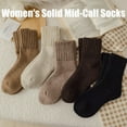 thumbnail image 2 of Womens Solid Mid Calf Socks, 5 Pairs Cozy Fall Socks for Women, Winter Soft Thermal Cotton Knit Socks(D), 2 of 7