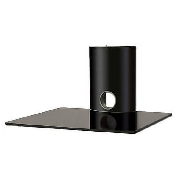 Homelala - High Gloss Black Single Shelf Wall mounted AV Component Shelving System with Single Tempered Glass Shelf Cable management System for Video Accessories /DVD/Cable/Games/TV Accessories