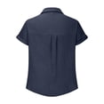 thumbnail image 7 of Jinhomg Women Teacher shirts Shorts Sleeve Casual Button Down Shirts Business Office Work Outfits with Pocket Navy M, 7 of 7