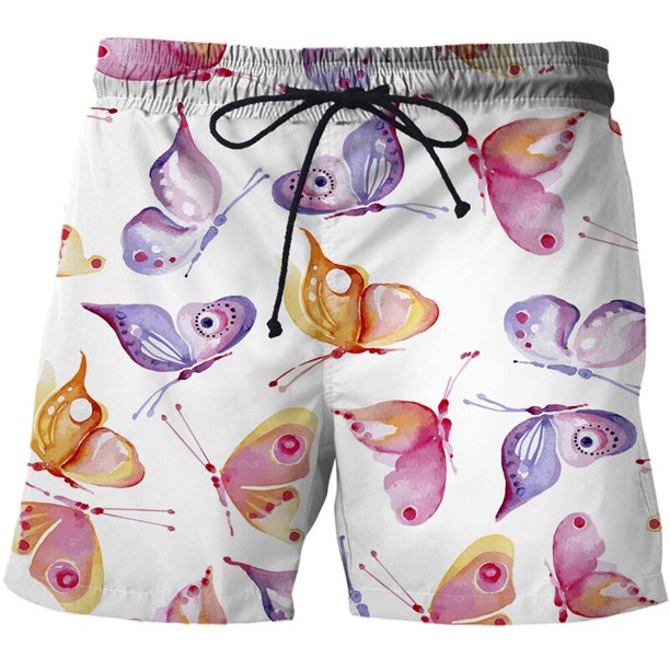 Cartoon Butterfly Graphic Beach Shorts Pants Men 3D Printed Surf Board Shorts Summer Hawaii Swimsuit Swim Trunks Cool Ice Shorts Fivean unisex