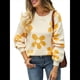 thumbnail image 2 of Suéter de Mujer de Otoño, Larga, Cuello Redondo, Jersey de Punto de Gran Tamaño, Tops Casuales con Estampados. Albaricoque XL, 2 of 10