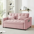 thumbnail image 4 of Lunale 4-in-1 Convertible Futon Sofa Bed, Pull Out Couch Beds Loveseat Sleeper, Pink Velvet, 4 of 12