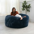 thumbnail image 6 of CC Home Furnishings Large Plush Faux Fur Ribbed Bean Bag Chair - 60" - Midnight Blue, 6 of 6