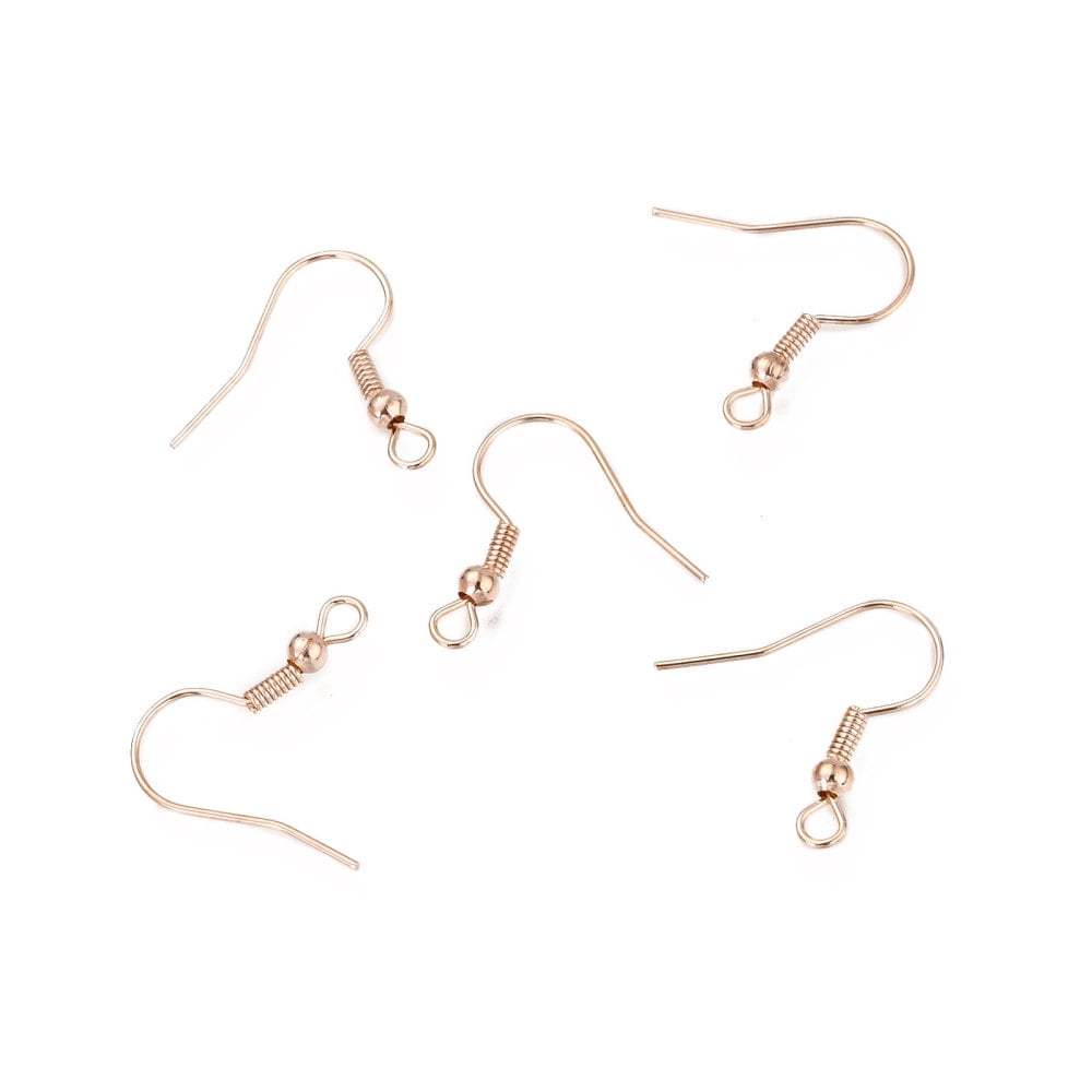 5000pcs Iron Earring Hooks Ear Wire with Horizontal Loop Cadmium Free & Lead Free Rose golden 17~19x0.8mm Hole: 2mm 22 Gauge Pin: 0.6mm