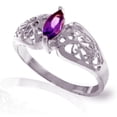 thumbnail image 3 of Galaxy Gold 14k White Gold Filigree Ring with natural Marquis-Shaped Purple Amethyst, 3 of 4