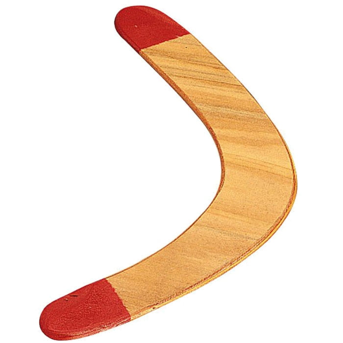 Genuine Handmade Natural Wood Boomerang Red & Blue Tip Wooden Returning Beginner 