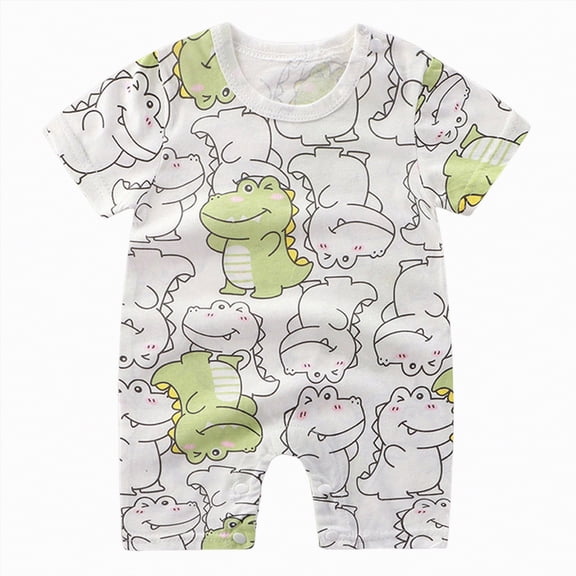 Ccpelsie Baby Boy Girl's Summer Short Sleeve Rompers Infant Cotton Toddler Outfits Clothes for Summer(Light Green,18-24 Months)