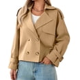 thumbnail image 5 of Long Sleeve Double Breasted Women Casual Trench Coat Crop Jacket, 5 of 7