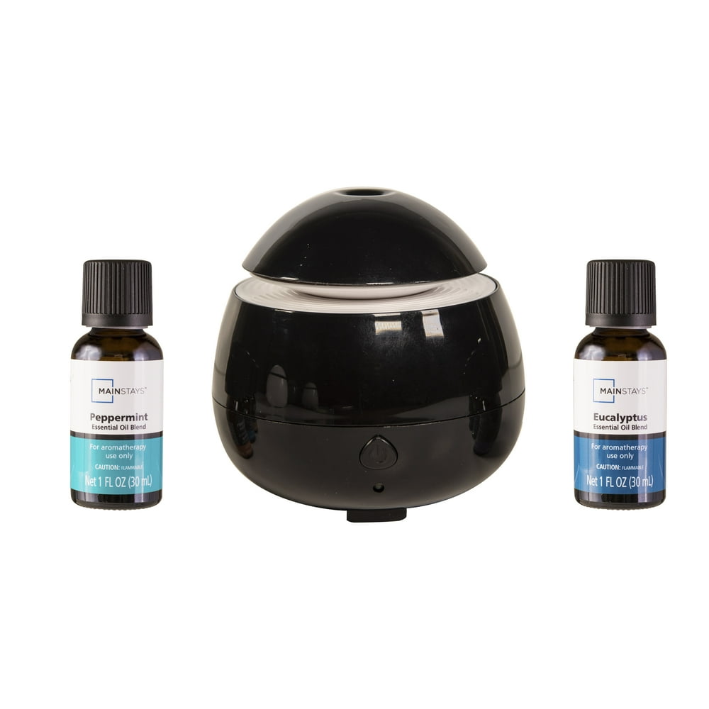 Mainstays Essential Oil Blend 3 Piece 50 mL Diffuser Set, Black