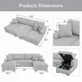 thumbnail image 3 of Oversized U-Shaped Sectional Sleeper Sofa with Pull Out Bed, Dual Storage Chaise, 6 Seats, 3 Pillows, Fuzzy Plush,122 Inch,Gray, 3 of 8