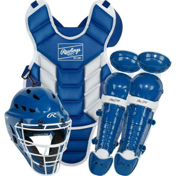 Rawlings Players 3 Series Catcher’s Gear Set |Junior | Royal/White