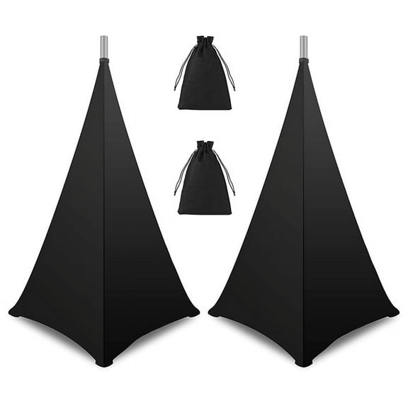 Speaker Stand Cover-Dj Speaker Covers Compatible with Most Adjustable Tripod Speaker Stand, Speaker Stand Scrim Cover,2 x tripod covers 2 x storage bags,Black
