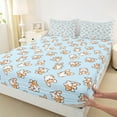 thumbnail image 3 of Castle Fairy Corgi Dog Boy 3pcs Twin Sheet Sets,Blue Orange Twin Fitted Sheet,Cartoon Animal Breathable Flat Sheet,Luxury Child Bedroom Decor, 3 of 7