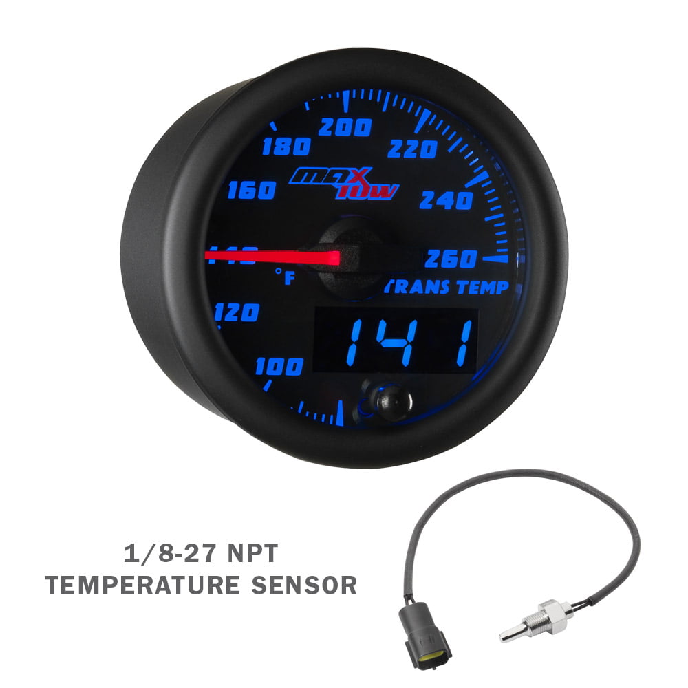 MaxTow 2007-2013 Chevrolet Silverado Duramax Tan Full Size Dual Gauge  Package with Black  Blue 60 PSI Boost  Transmission Temperature Gauges 