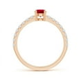 thumbnail image 2 of ANGARA Natural Classic Solitaire Ruby Promise Ring with Pave Diamonds in 14K Rose Gold for Women (Size-4.5mm) | July Birthstone, Birthday, Anniversary, Jewelry Gift for Women | Natural Ruby Ring, 2 of 8