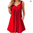 thumbnail image 1 of Vestido de mujer Chaleco con botones plisados ​​Camiseta Vestido sin mangas con bolsillo informal, Rojo, XL seitruly AP002060-14, 1 of 6